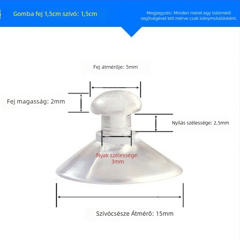 PVC vákuumos autórendszám-tartó kampó, gomba fej, átlátszó, több horogos kialakítás, teherbírás 0–1 kg
