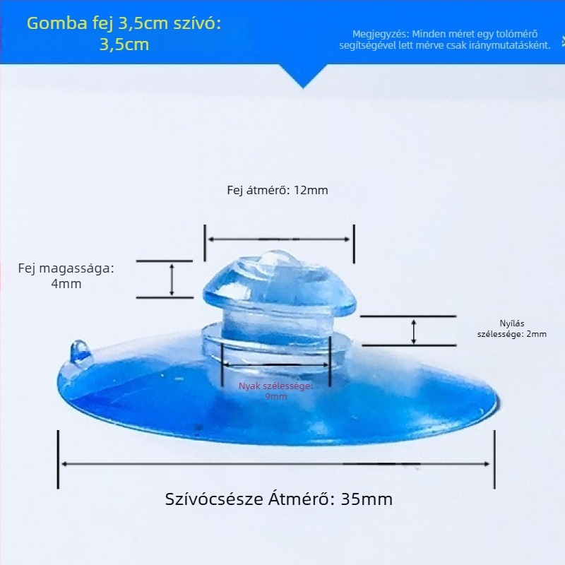 PVC vákuumos autórendszám-tartó kampó, gomba fej, átlátszó, több horogos kialakítás, teherbírás 0–1 kg