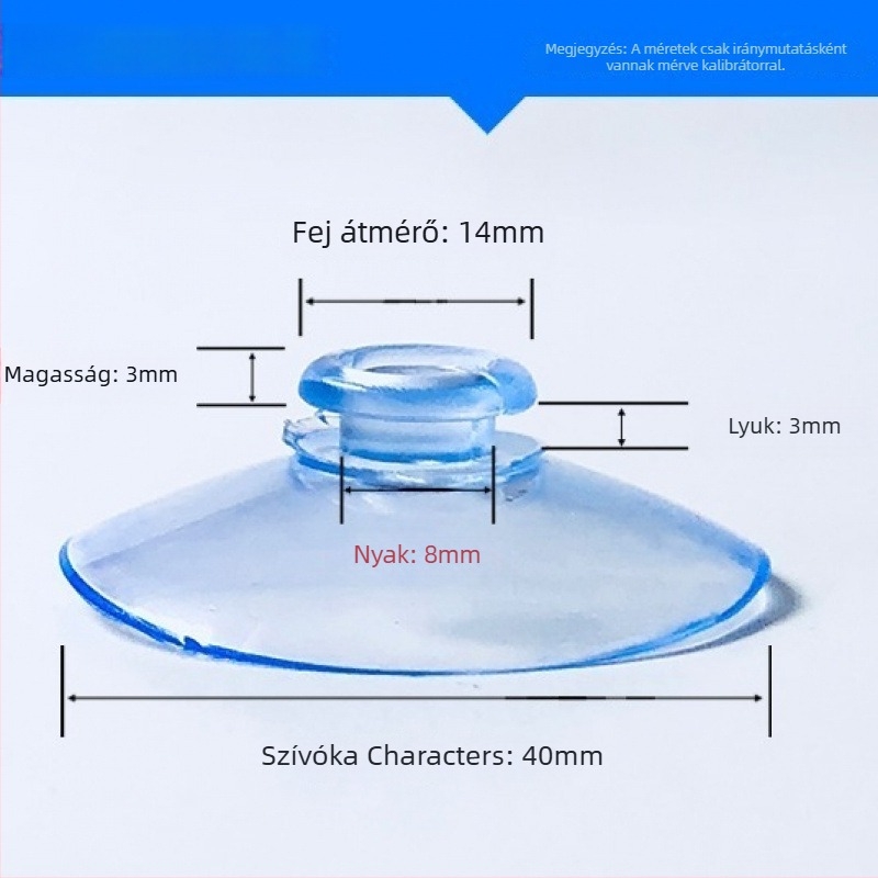 PVC vákuumos autórendszám-tartó kampó, gomba fej, átlátszó, több horogos kialakítás, teherbírás 0–1 kg