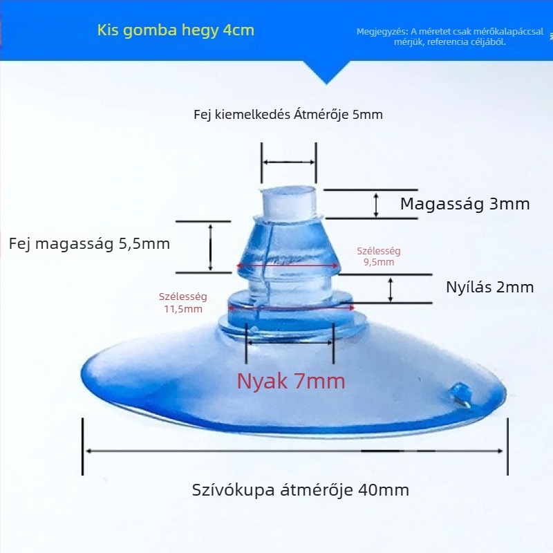 PVC vákuumos autórendszám-tartó kampó, gomba fej, átlátszó, több horogos kialakítás, teherbírás 0–1 kg