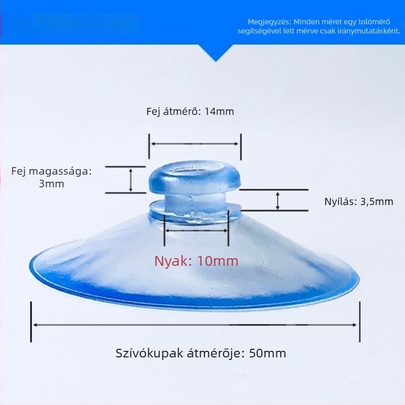PVC vákuumos autórendszám-tartó kampó, gomba fej, átlátszó, több horogos kialakítás, teherbírás 0–1 kg