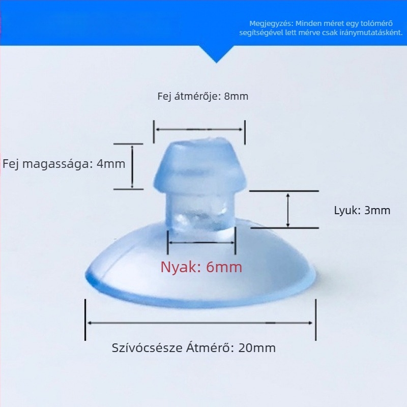 PVC vákuumos autórendszám-tartó kampó, gomba fej, átlátszó, több horogos kialakítás, teherbírás 0–1 kg