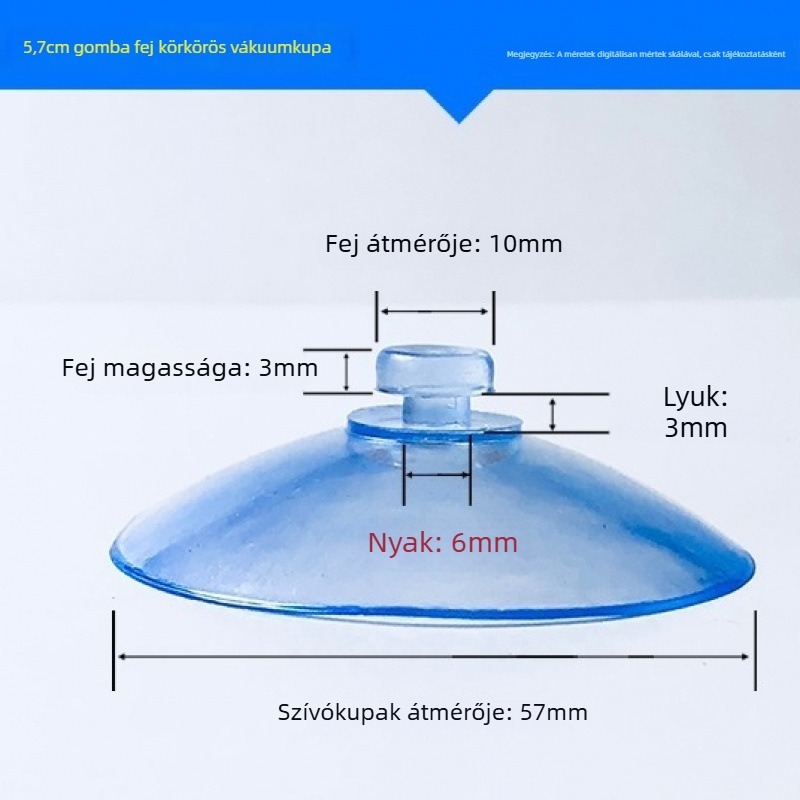 PVC vákuumos autórendszám-tartó kampó, gomba fej, átlátszó, több horogos kialakítás, teherbírás 0–1 kg