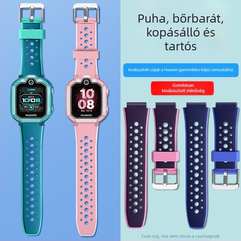 Szilikon óraszíj Huawei Kids' Phone Watch 3 Pro/3S/4X/3-hoz, 18 mm kapcsolódási szélesség, csapzár, egyszerű stílus