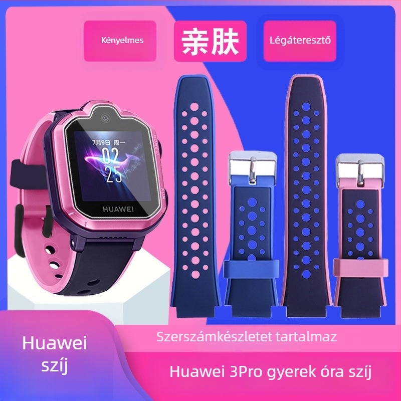 Szilikon óraszíj Huawei Kids' Phone Watch 3 Pro/3S/4X/3-hoz, 18 mm kapcsolódási szélesség, csapzár, egyszerű stílus