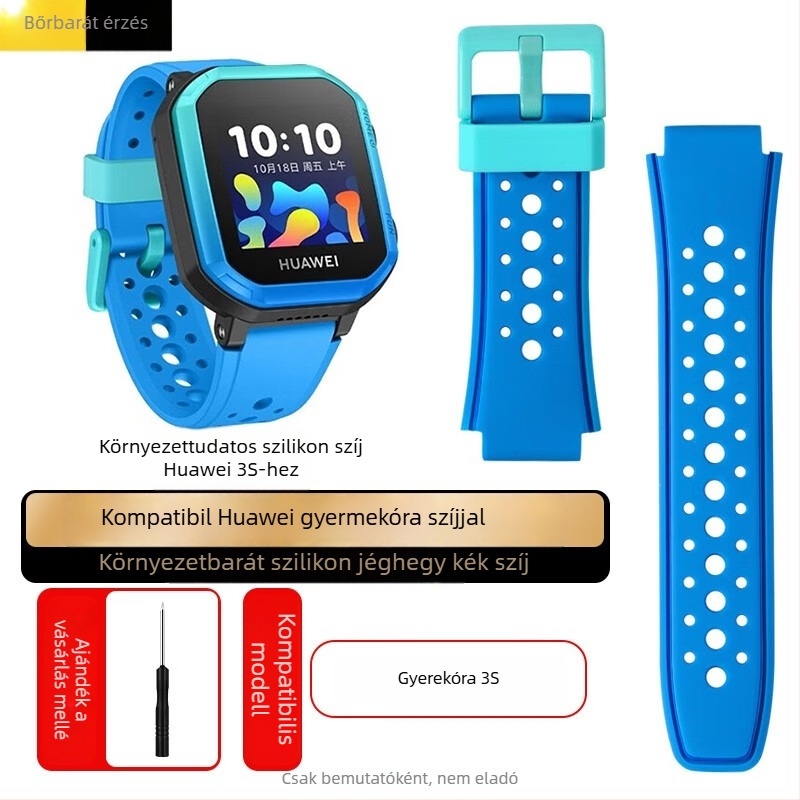 Szilikon óraszíj Huawei Kids' Phone Watch 3 Pro/3S/4X/3-hoz, 18 mm kapcsolódási szélesség, csapzár, egyszerű stílus