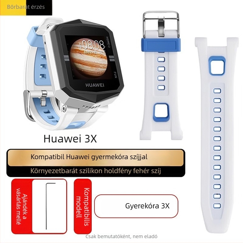 Szilikon óraszíj Huawei Kids' Phone Watch 3 Pro/3S/4X/3-hoz, 18 mm kapcsolódási szélesség, csapzár, egyszerű stílus