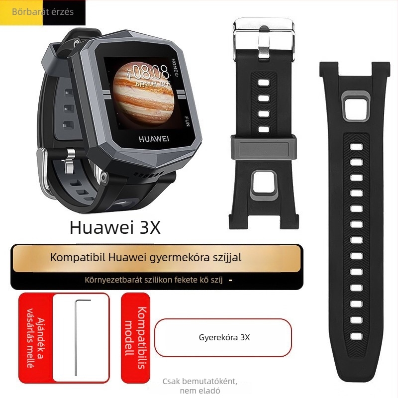 Szilikon óraszíj Huawei Kids' Phone Watch 3 Pro/3S/4X/3-hoz, 18 mm kapcsolódási szélesség, csapzár, egyszerű stílus