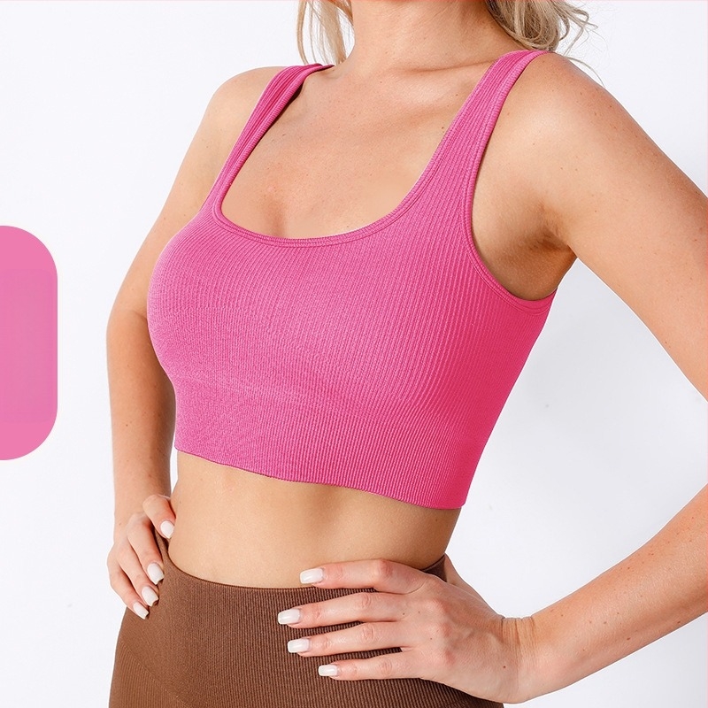 Beépített melltartóbetéttel ellátott sportos top – nagy hatású ütéscsillapítás, gyorsan száradó anyag, nylon + spandex, derékhossú, szűk szabás