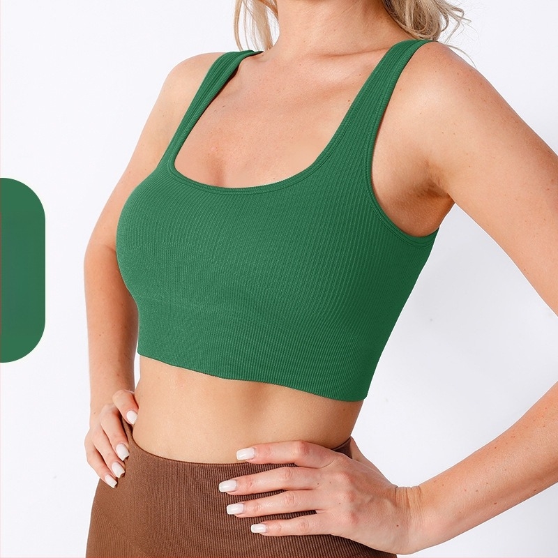 Beépített melltartóbetéttel ellátott sportos top – nagy hatású ütéscsillapítás, gyorsan száradó anyag, nylon + spandex, derékhossú, szűk szabás