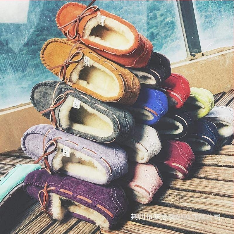 Női bőr slip-on mokaszín shearling béléssel, gyapjú belsővel, lapos talpú, nagy méretek