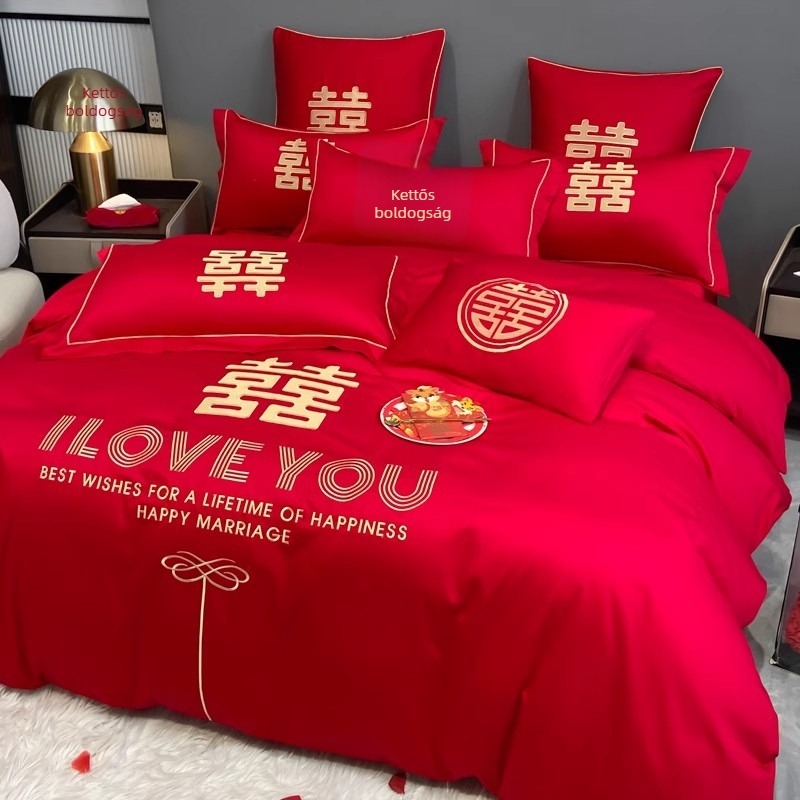 Esküvői ágyneműkészlet, négy részes, poliészter twill, reaktív színezés