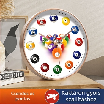 Fali óra - csendes járású kvarc mozgás, elemről működik, kerek műanyag ház, üveggel fedett, dekoratív