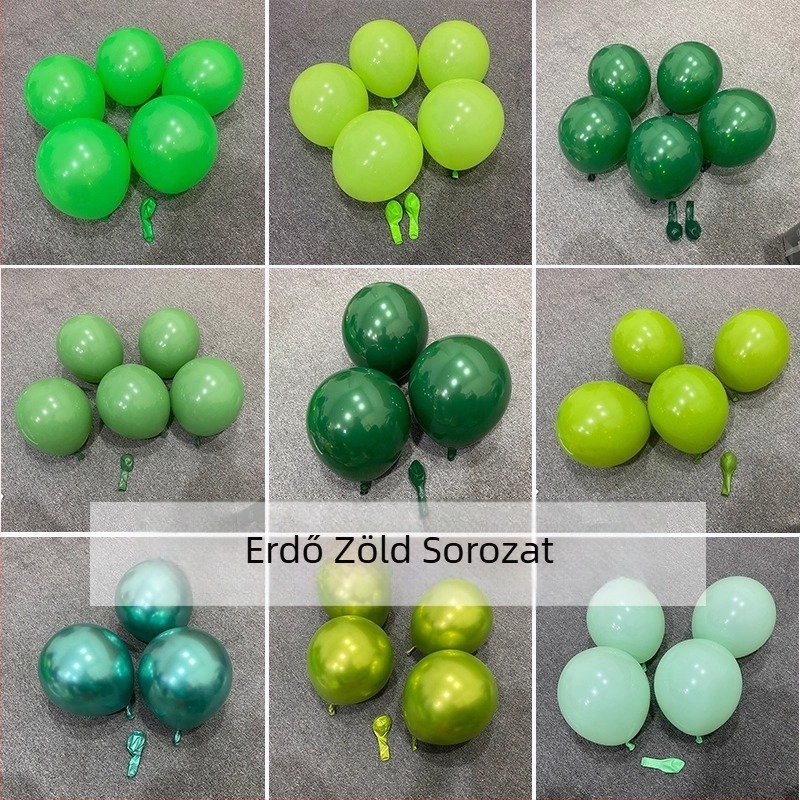 Kerek, vastagított latex léggömbök zöld erdő témájú dekorációhoz óvodában, iskolában és boltban