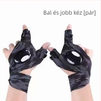 Jiugu LED horgász kesztyűk – elastomer anyag, LED akkumulátoros világítás, lélegző dizájn éjszakai horgászathoz, hatótávolság 50 m alatt