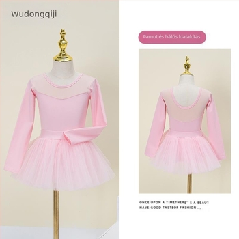 Kisgyermek balett ruhaszett hosszú ujjú géz szoknyával; anyag: 94% pamut + 6% elasztán; lányoknak 17 éves korig; színpadi jelmez