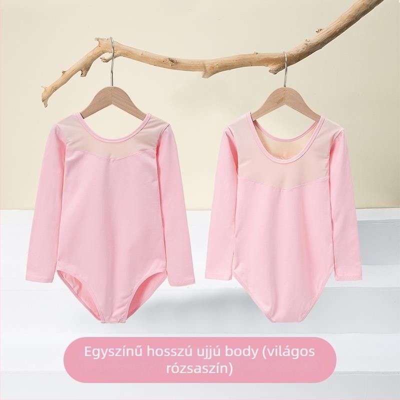 Kisgyermek balett ruhaszett hosszú ujjú géz szoknyával; anyag: 94% pamut + 6% elasztán; lányoknak 17 éves korig; színpadi jelmez