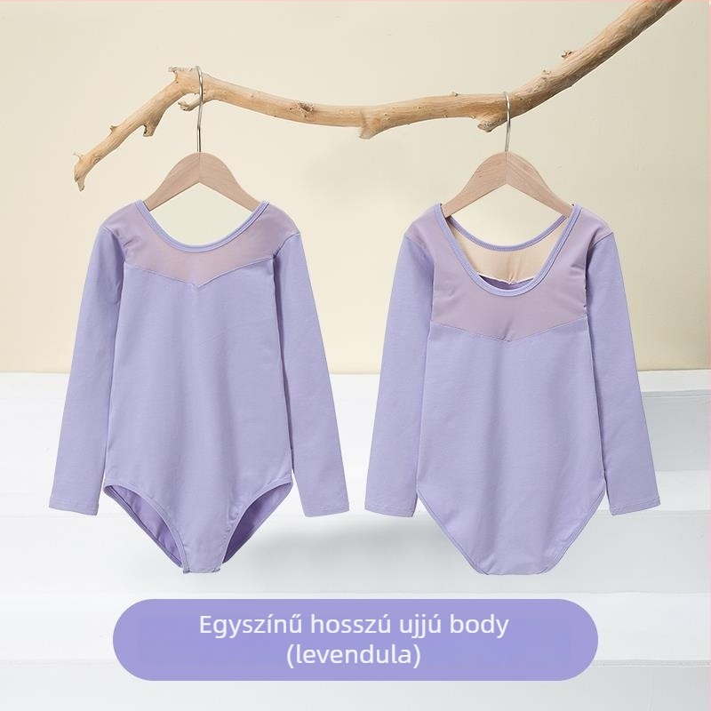 Kisgyermek balett ruhaszett hosszú ujjú géz szoknyával; anyag: 94% pamut + 6% elasztán; lányoknak 17 éves korig; színpadi jelmez