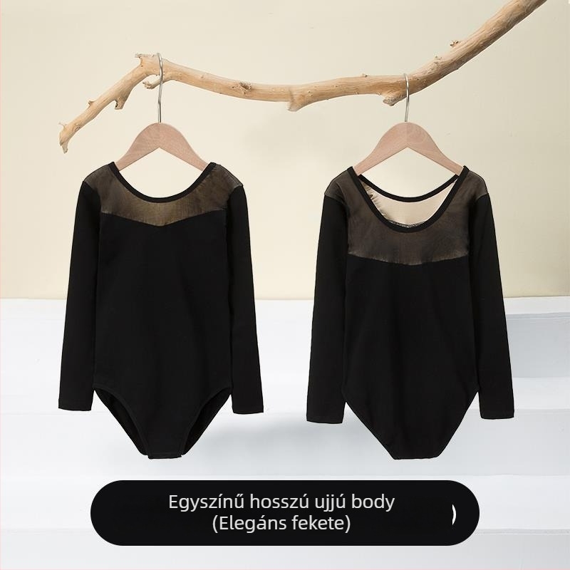 Kisgyermek balett ruhaszett hosszú ujjú géz szoknyával; anyag: 94% pamut + 6% elasztán; lányoknak 17 éves korig; színpadi jelmez