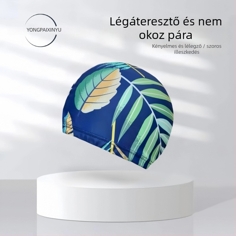 Úszósapka poliészter anyagú, nyomtatott mintával, uniszex felnőtteknek (Poliészter • Nyomtatás • Felnőttek • Uniszex)