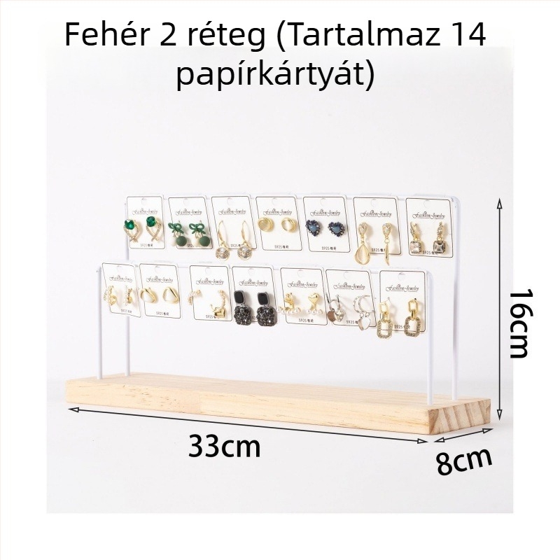 Fém fülbevaló-kiállító állvány, kétszintes, nordic stílus, 2022 őszén bemutatva