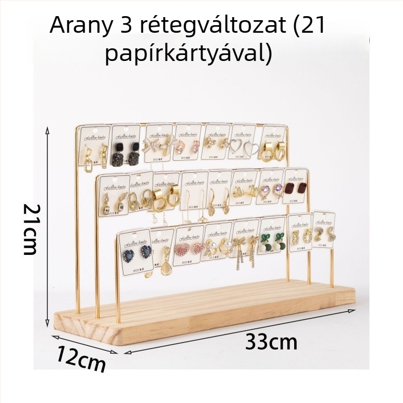 Fém fülbevaló-kiállító állvány, kétszintes, nordic stílus, 2022 őszén bemutatva