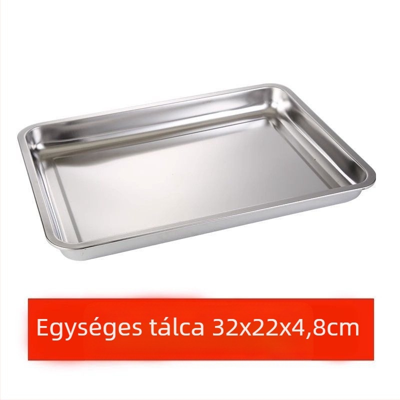 Kereskedelmi használatra készült rozsdamentes acél négyszögletes tál hálós olaj-ellenőrző állvánnyal, víz- és olajszűrő tálcával, étel-kiállítási tál, sütéshez és fűszerezéshez