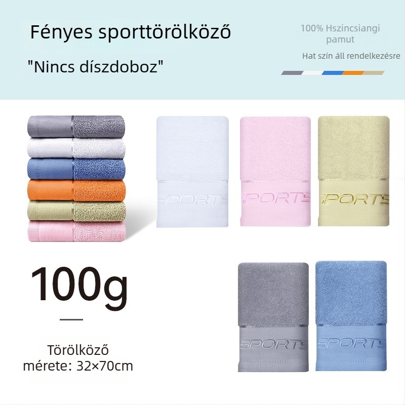 100% pamut sport törölköző, izzadságtartó, korallflízes, gyors száradás, hosszított nyakkendő logóval
