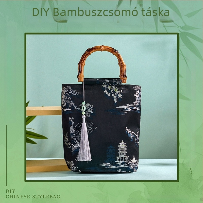 DIY bambuszcsomó táska készlet – Új kínai stílusú kézitáska Song brokát anyagból