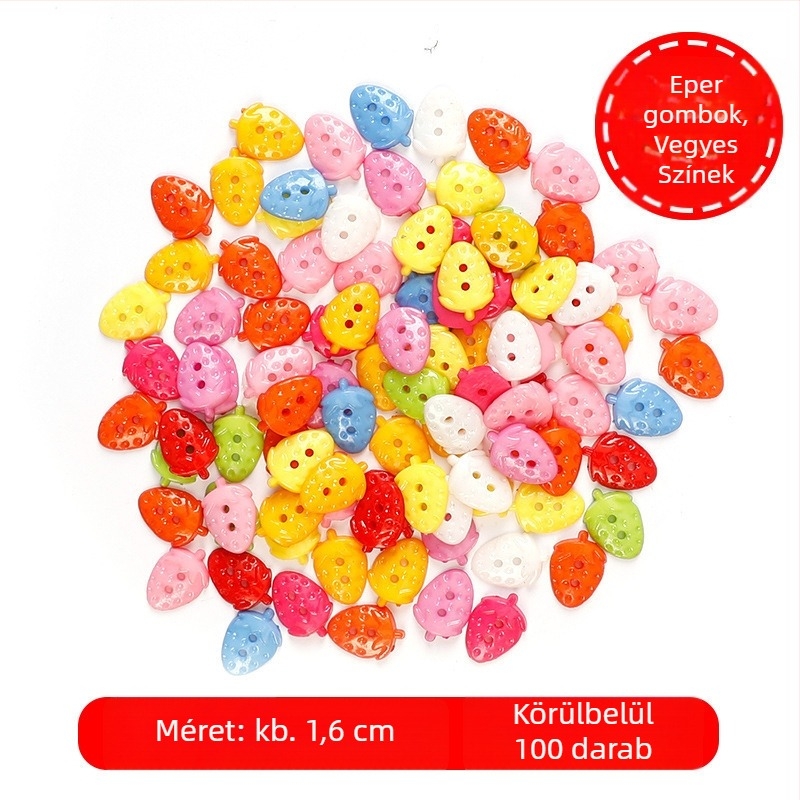 DIY kézműves gombok – műanyag/gyanta, minta: eper, ötágú csillag, kör alakú; stílus: rajzfilm; feldolgozási technológia: Egyéb