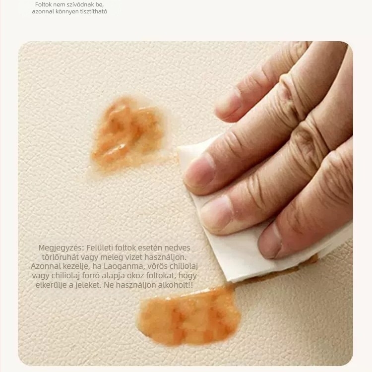 Ová lis étkezőasztal alátét, bőr-szerű felülettel, hajtogatható, anti-stain, báránybőr-textúra, geometrikus mintázat