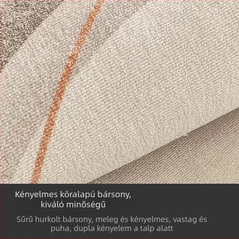 Félkör alakú bejárati szőnyeg geometriai mintával, hurkolt velúr, mosható