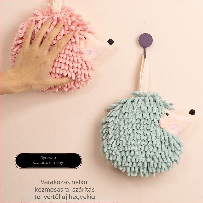 Hedgehog chenille kéztörlő függő dizájnnal, poliészter, 50–80 g, 150D, hímzés