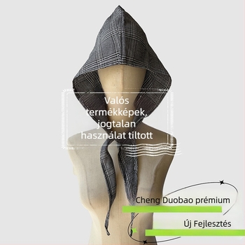 Fejfedő kiegészítő: kapucnis kendő, retro japán stílus, uniszex, pamut