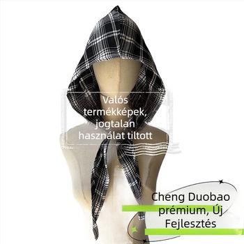 Fejfedő kiegészítő: kapucnis kendő, retro japán stílus, uniszex, pamut