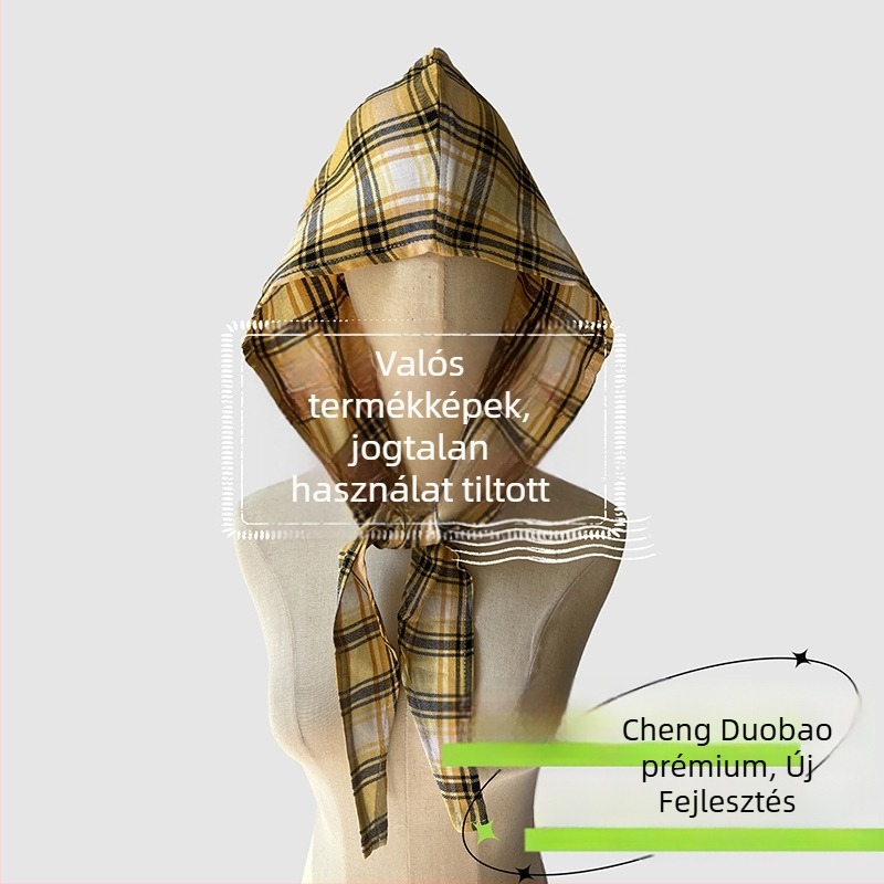 Fejfedő kiegészítő: kapucnis kendő, retro japán stílus, uniszex, pamut