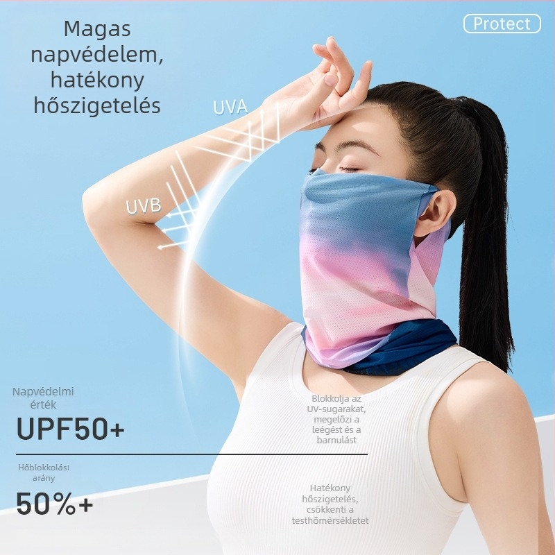 Ice Silk nyakmelegítő túrázáshoz és kerékpározáshoz — szélálló fejkendő és UV védelmet nyújtó arcmaszk