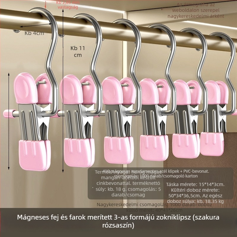 Rozsdamentes acél ruhaszárító csipesz kampóval – sokoldalú használathoz nadrágokhoz, zoknikhoz és ingekhez