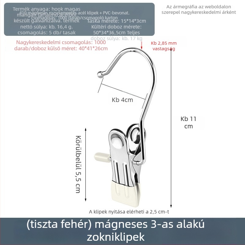 Rozsdamentes acél ruhaszárító csipesz kampóval – sokoldalú használathoz nadrágokhoz, zoknikhoz és ingekhez