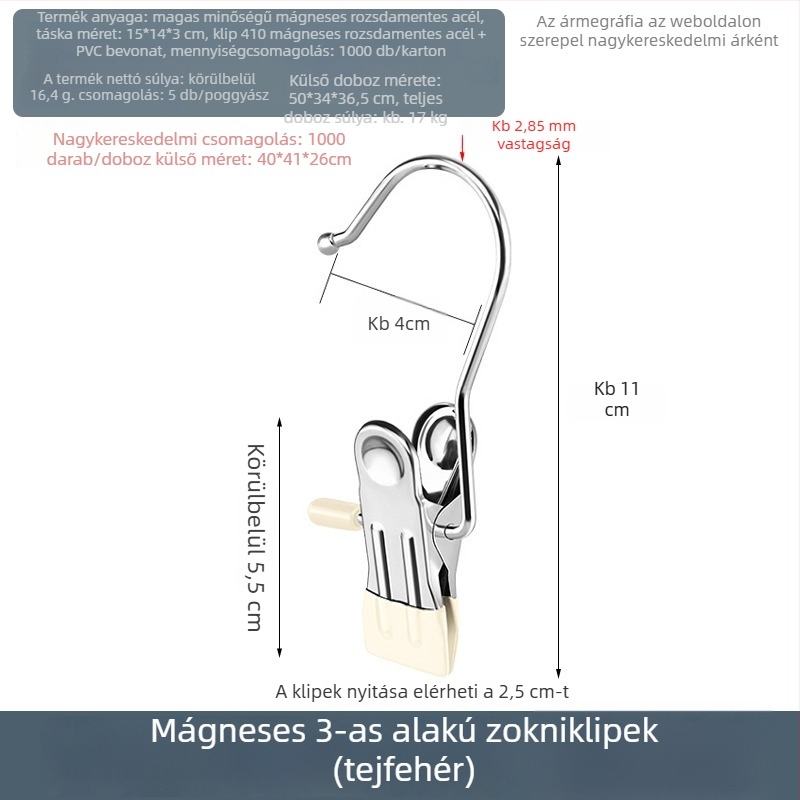 Rozsdamentes acél ruhaszárító csipesz kampóval – sokoldalú használathoz nadrágokhoz, zoknikhoz és ingekhez
