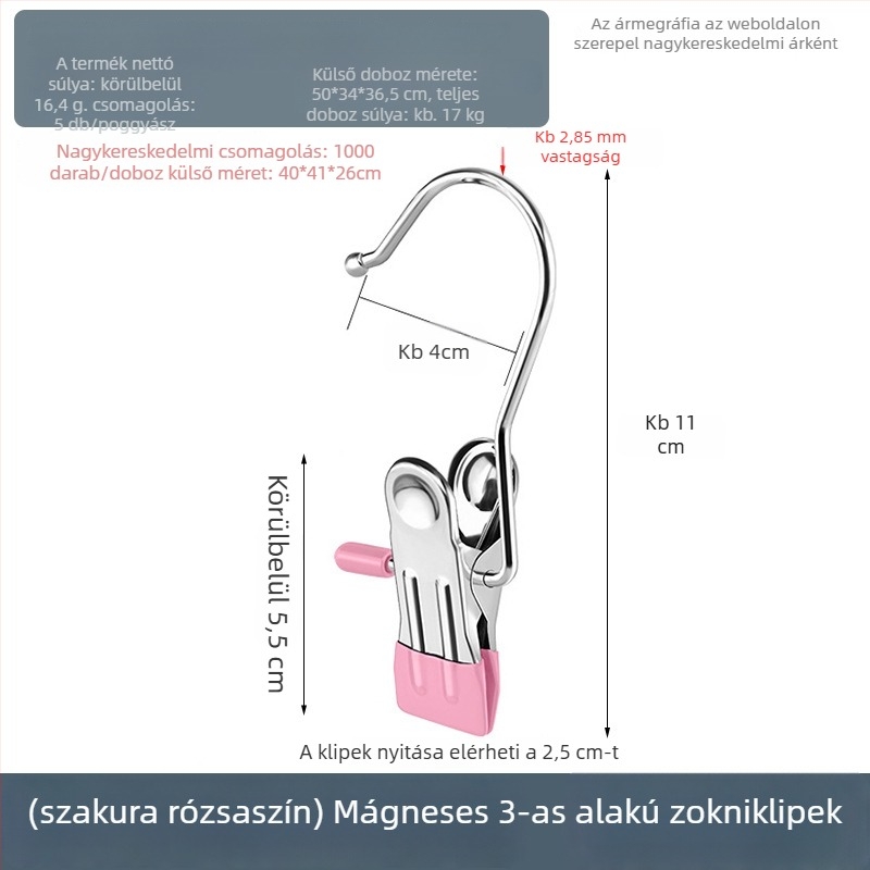 Rozsdamentes acél ruhaszárító csipesz kampóval – sokoldalú használathoz nadrágokhoz, zoknikhoz és ingekhez