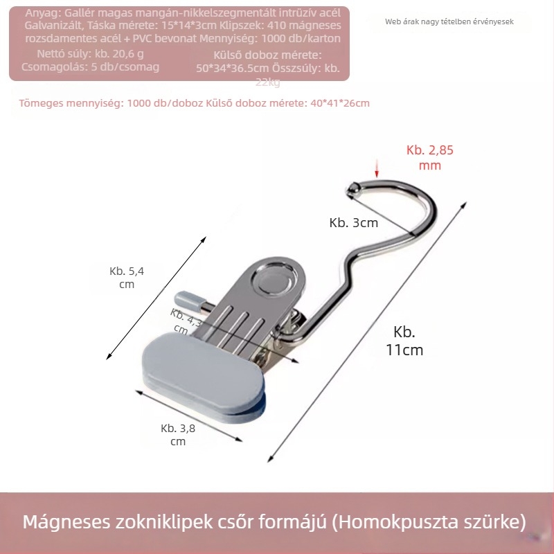 Rozsdamentes acél ruhaszárító csipesz kampóval – sokoldalú használathoz nadrágokhoz, zoknikhoz és ingekhez