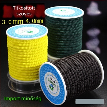 Nylon Milan zsinór ékszerekhez, 3–4 mm-es kötött zsinór belső maggal