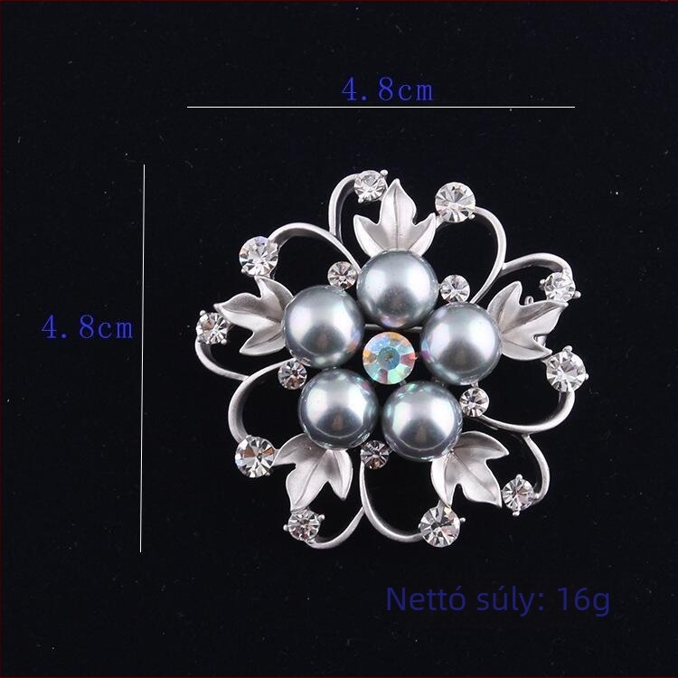 Bross - Gyöngyház rózsa virág, koreai stílusú ötvözet, elektroplatírozás, dekoráció, ajándék (Anyag: ötvözet; Stílus: Uniszex, Fashion OL; Kezelés: Elektroplatírozás; Funkciók: Dekoráció, Ajándék)