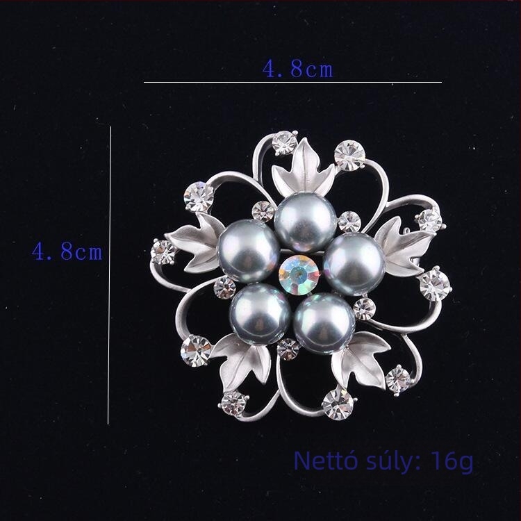 Bross - Gyöngyház rózsa virág, koreai stílusú ötvözet, elektroplatírozás, dekoráció, ajándék (Anyag: ötvözet; Stílus: Uniszex, Fashion OL; Kezelés: Elektroplatírozás; Funkciók: Dekoráció, Ajándék)