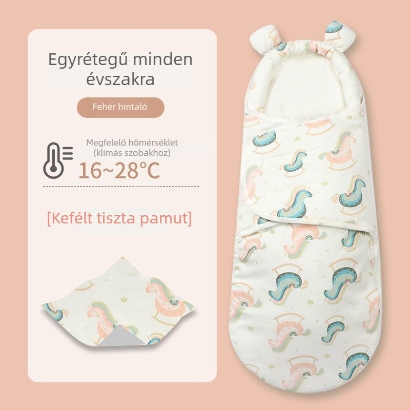 Újszülött alvózsák ölelésre, pamut anyag, állatmintás, 1–3 éveseknek, egész éves használatra — 2025 tavasz