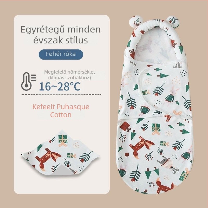 Újszülött alvózsák ölelésre, pamut anyag, állatmintás, 1–3 éveseknek, egész éves használatra — 2025 tavasz