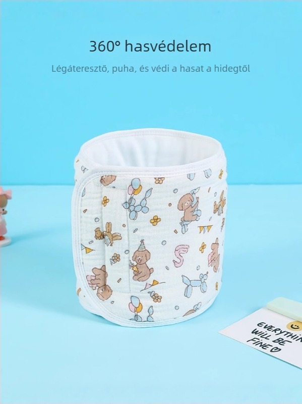 Baba pocakvédő sál, 100% pamut, rajzfilm mintás, őszi 2024, 0–12 hónapos babáknak