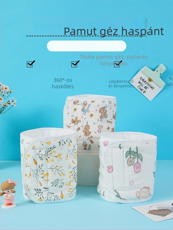 Baba pocakvédő sál, 100% pamut, rajzfilm mintás, őszi 2024, 0–12 hónapos babáknak