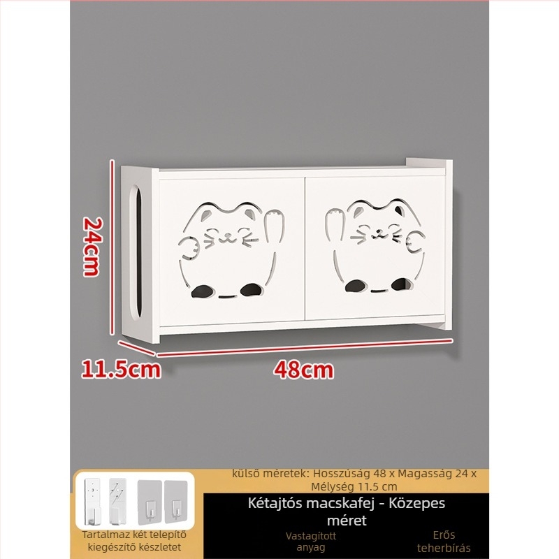 Fali konnektorfedél dekoratív doboz – keret nélküli; keret: fa–műanyag lemez; mag: fa–műanyag lemez; helyiségek: nappali, hálószoba, dolgozószoba, étterem, előszoba; stílus: modern minimalista